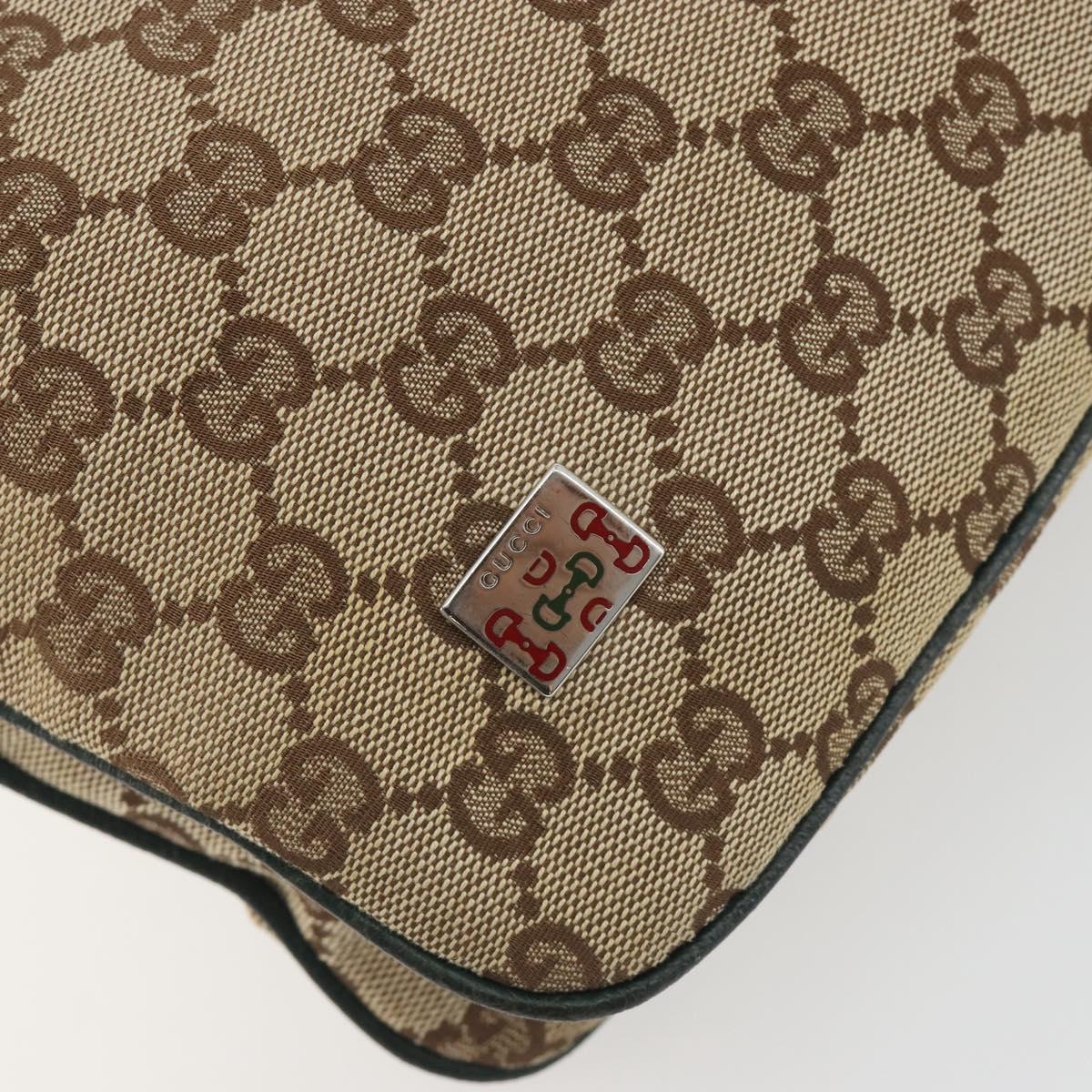 GUCCI GG Canvas Web Sherry Line Shoulder Bag Beige Silver 145812 Auth 194938V