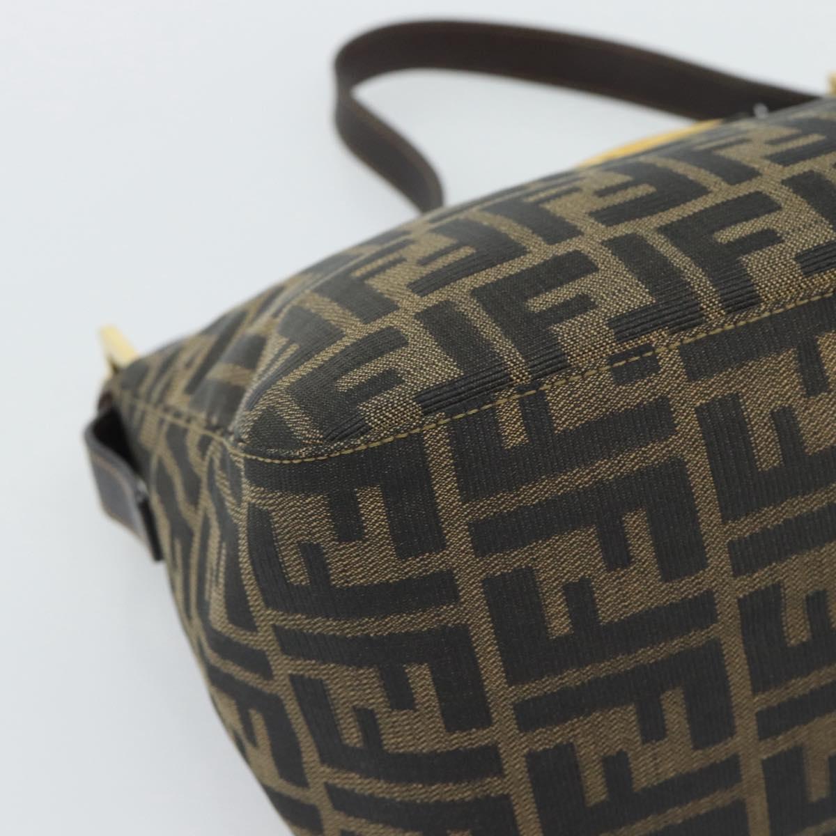 FENDI Zucca Canvas Mamma Baguette Shoulder Bag Brown Black Auth 194939V