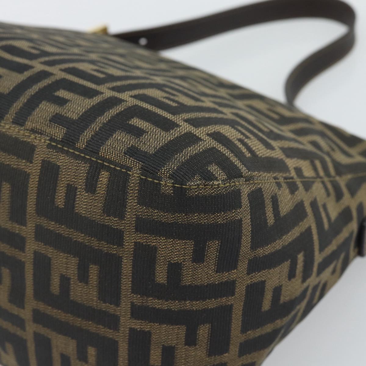 FENDI Zucca Canvas Mamma Baguette Shoulder Bag Brown Black Auth 194939V