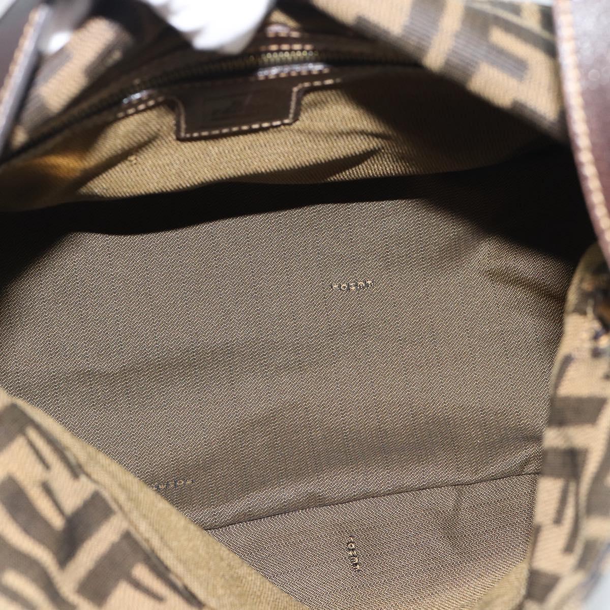 FENDI Zucca Canvas Mamma Baguette Shoulder Bag Brown Black Auth 194939V
