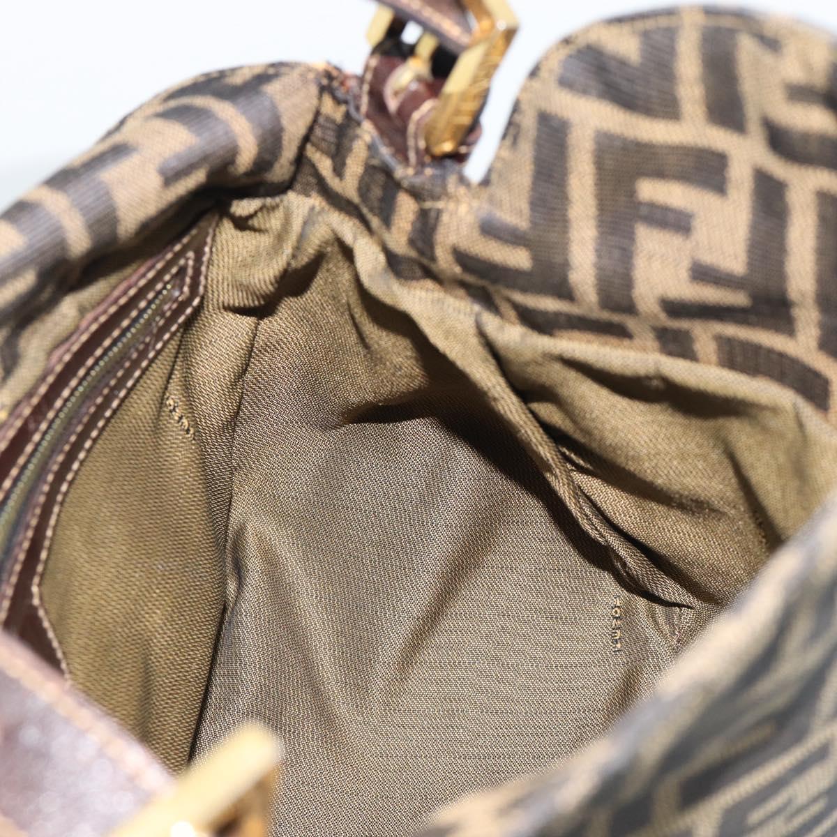 FENDI Zucca Canvas Mamma Baguette Shoulder Bag Brown Black Auth 194939V