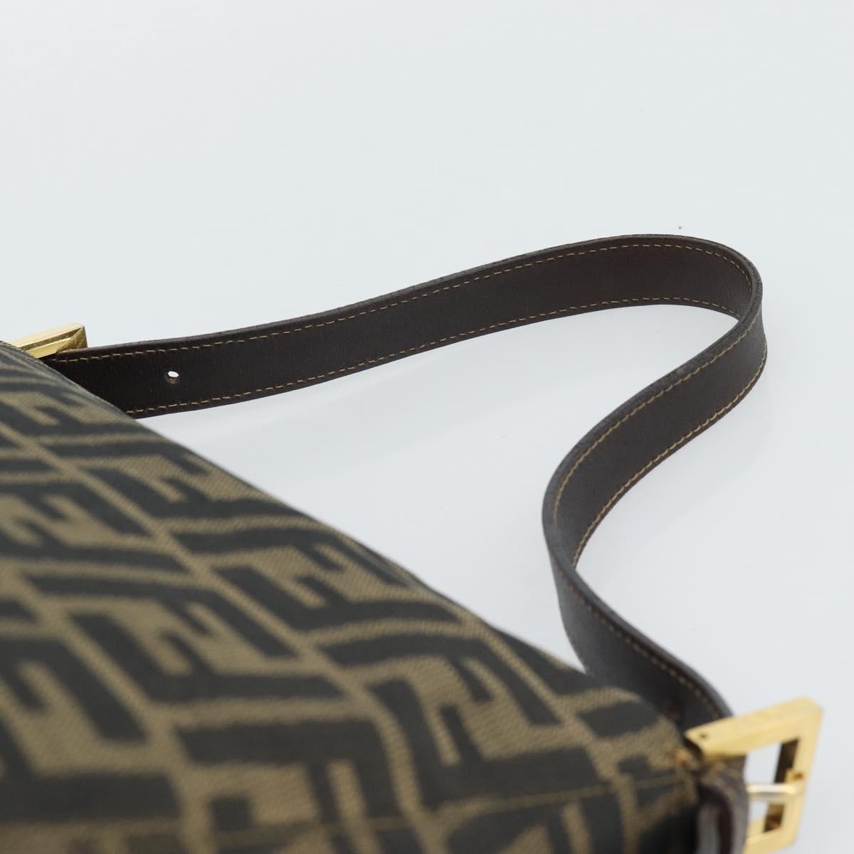 FENDI Zucca Canvas Mamma Baguette Shoulder Bag Brown Black Auth 194939V