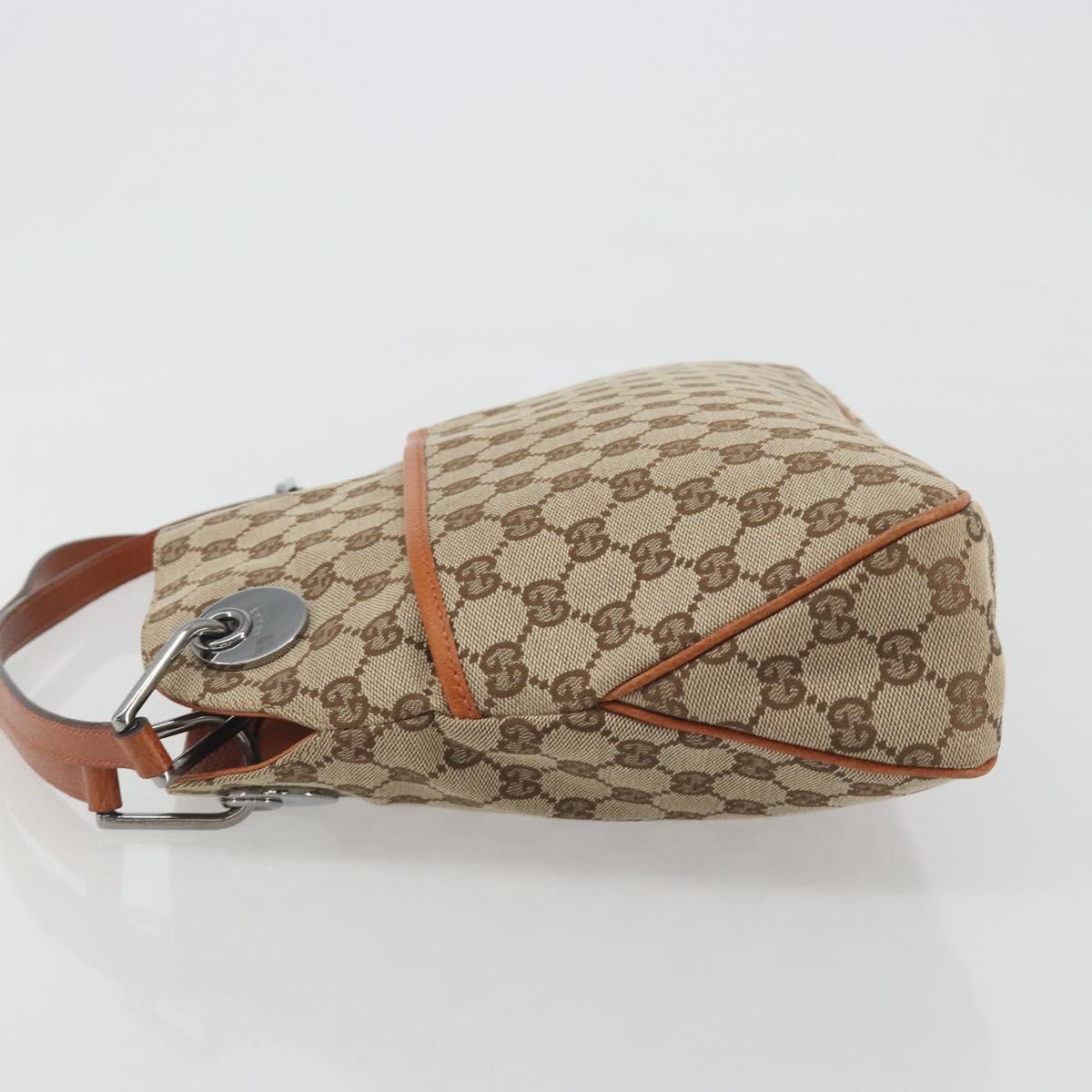 GUCCI GG Canvas Hand Bag Silver Beige 121023 Auth 194941V