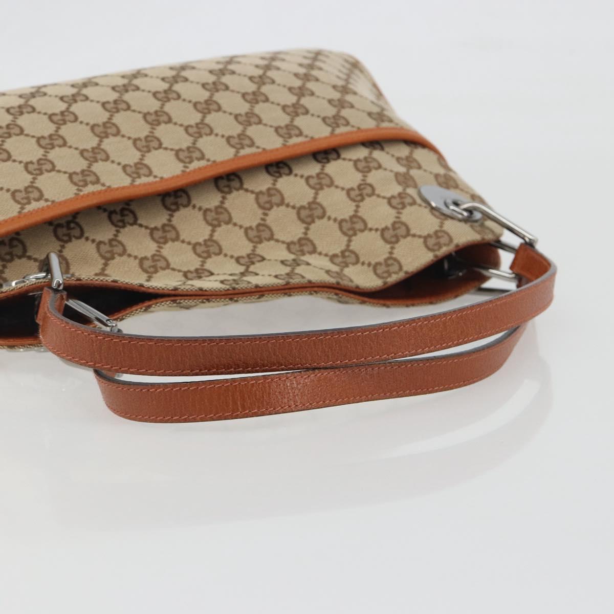 GUCCI GG Canvas Hand Bag Silver Beige 121023 Auth 194941V