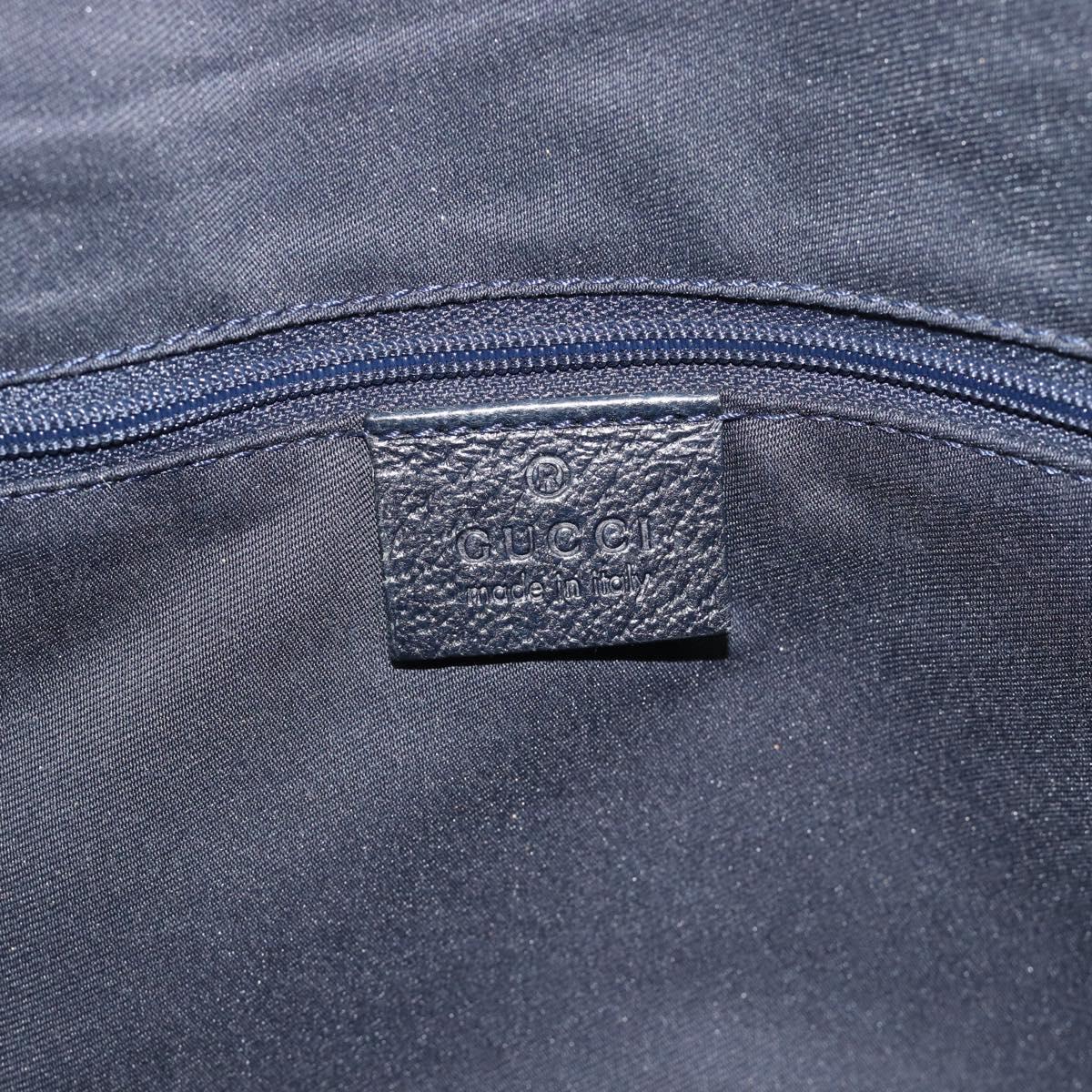 GUCCI GG Canvas Sherry Line Tote Bag Navy Silver 145758 Auth 194942A