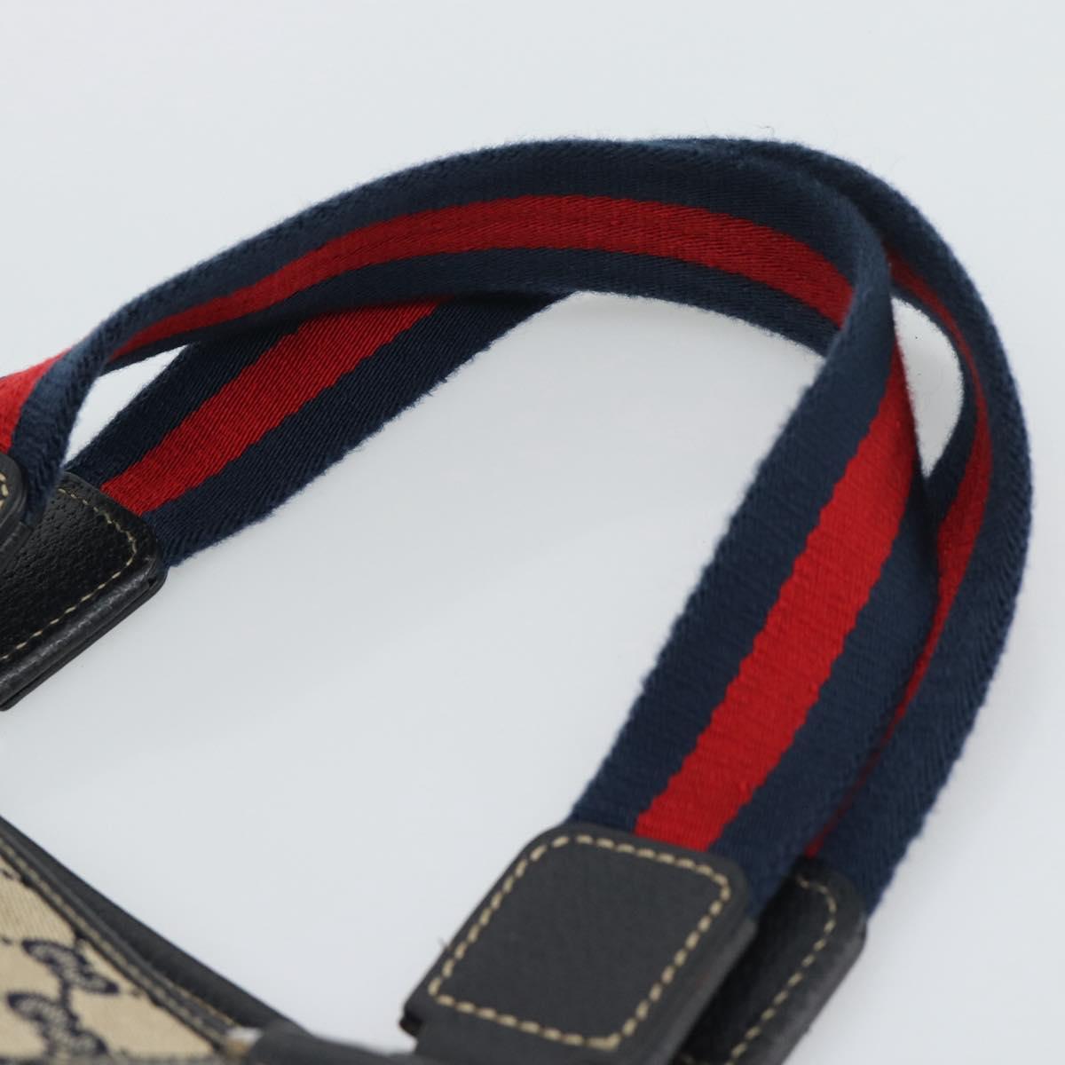 GUCCI GG Canvas Sherry Line Tote Bag Navy Silver 145758 Auth 194942A