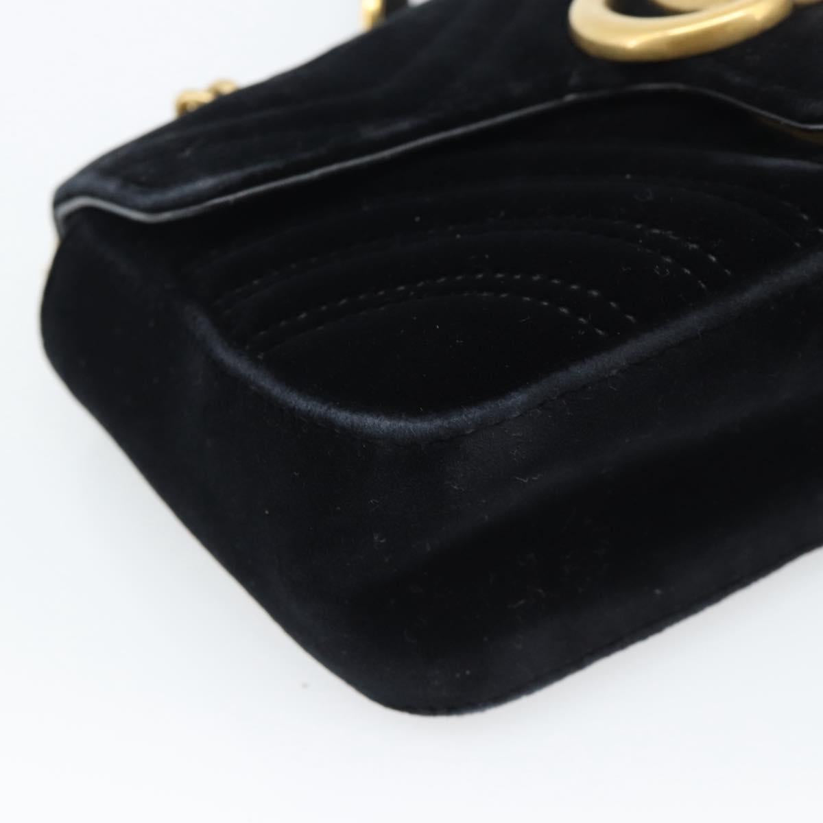 GUCCI GG Marmont Chain Shoulder Bag Velor Black Gold 446744 Auth 194944V
