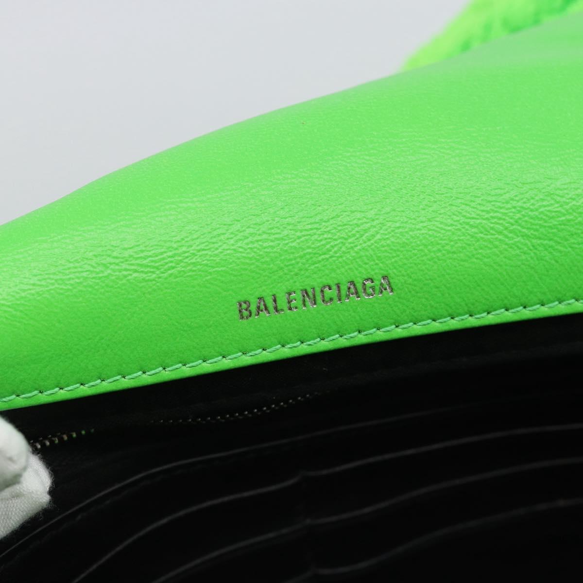 BALENCIAGA Chain Monaco Shoulder Bag Pile Green Silver 319376 Auth 194951V