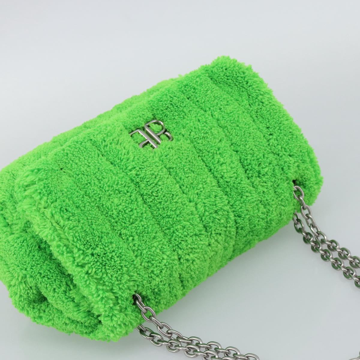 BALENCIAGA Chain Monaco Shoulder Bag Pile Green Silver 319376 Auth 194951V