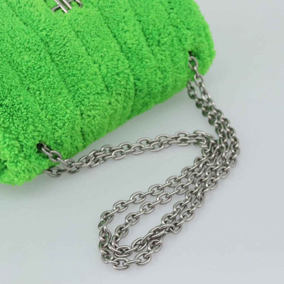 BALENCIAGA Chain Monaco Shoulder Bag Pile Green Silver 319376 Auth 194951V