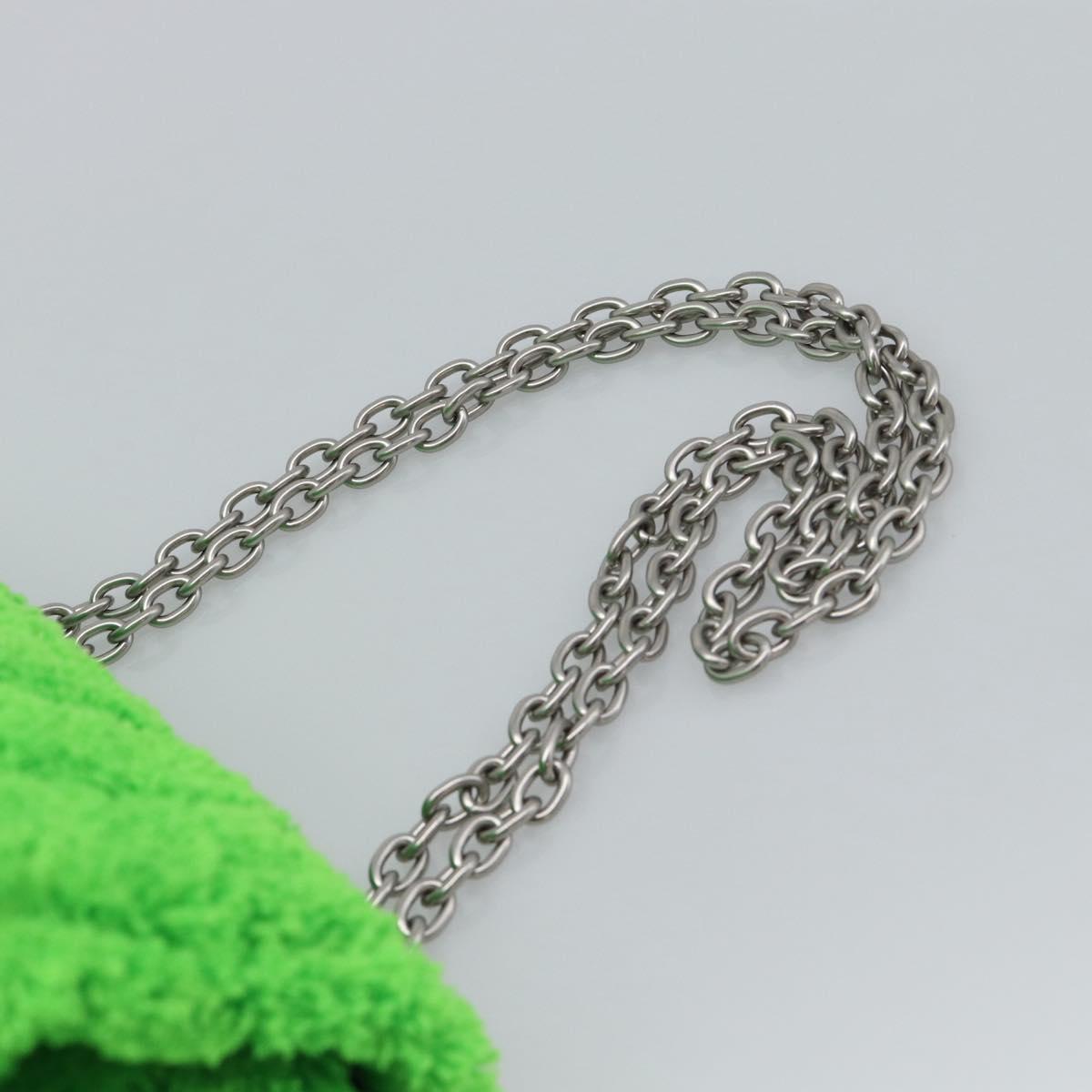 BALENCIAGA Chain Monaco Shoulder Bag Pile Green Silver 319376 Auth 194951V