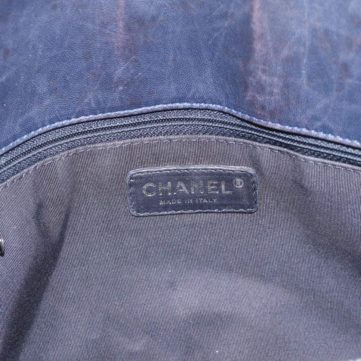 CHANEL Lip Stick Chain Tote Bag Patent Leather Black Silver CC Auth 194954