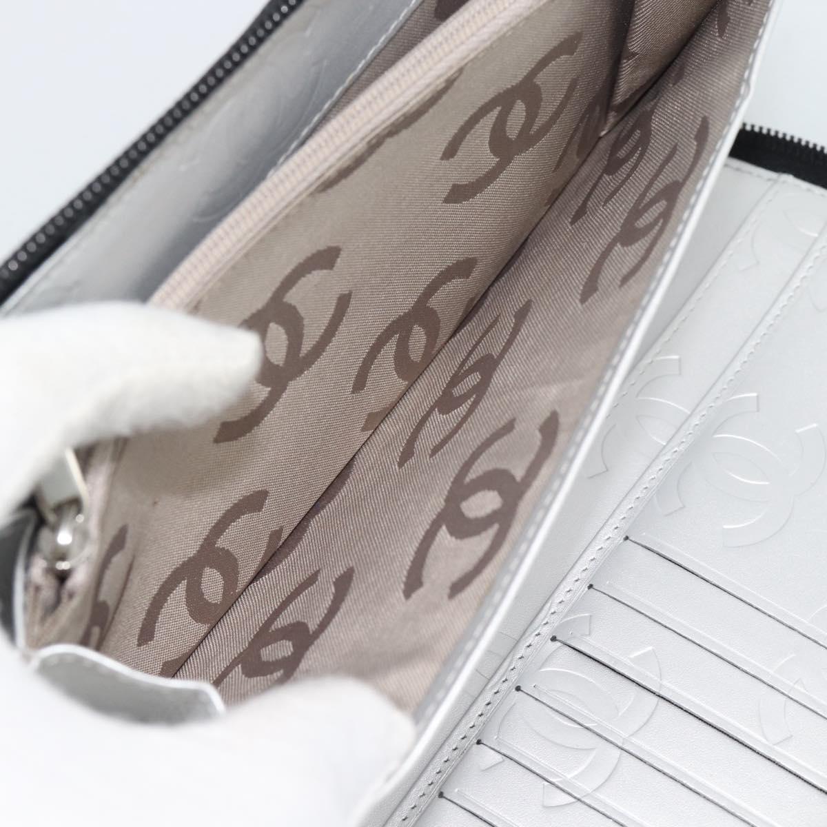 CHANEL Matelasse Cambon Line Long Wallet Leather Black Silver CC Auth 194958M