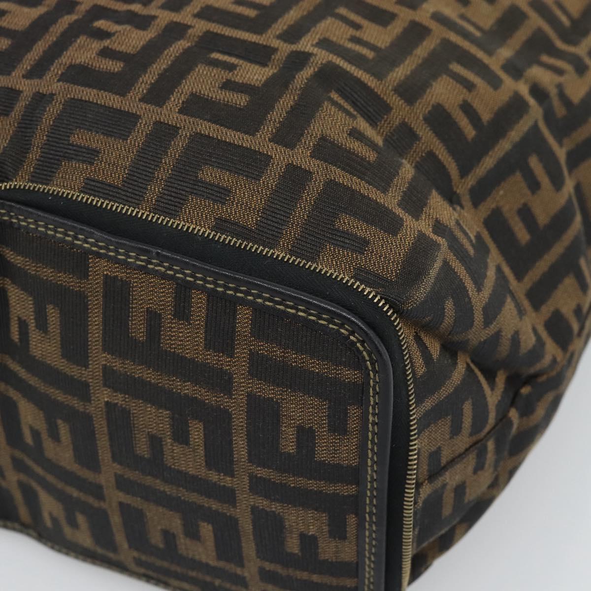 FENDI Zucca Canvas Hand Bag Black Brown Auth 194961A
