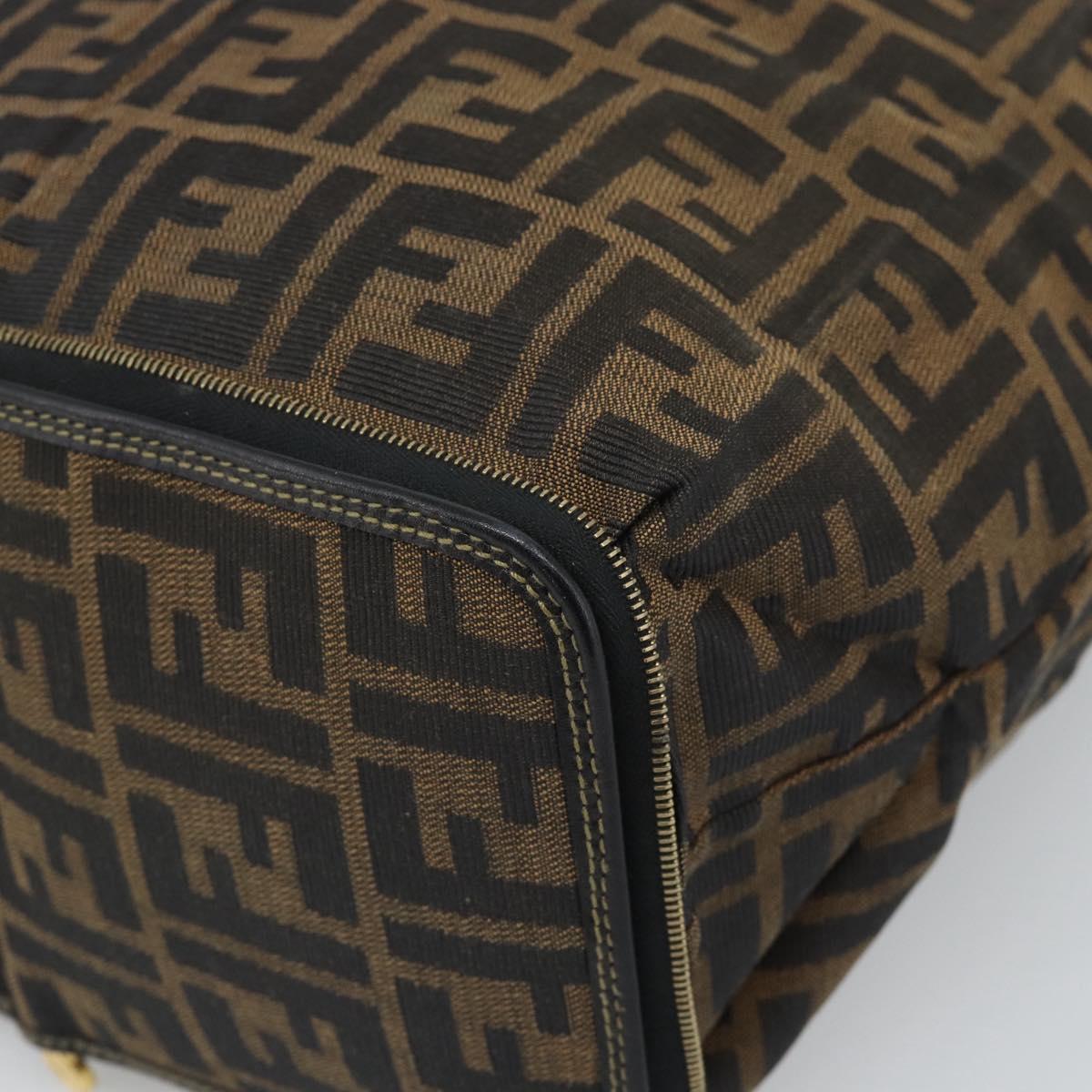 FENDI Zucca Canvas Hand Bag Black Brown Auth 194961A