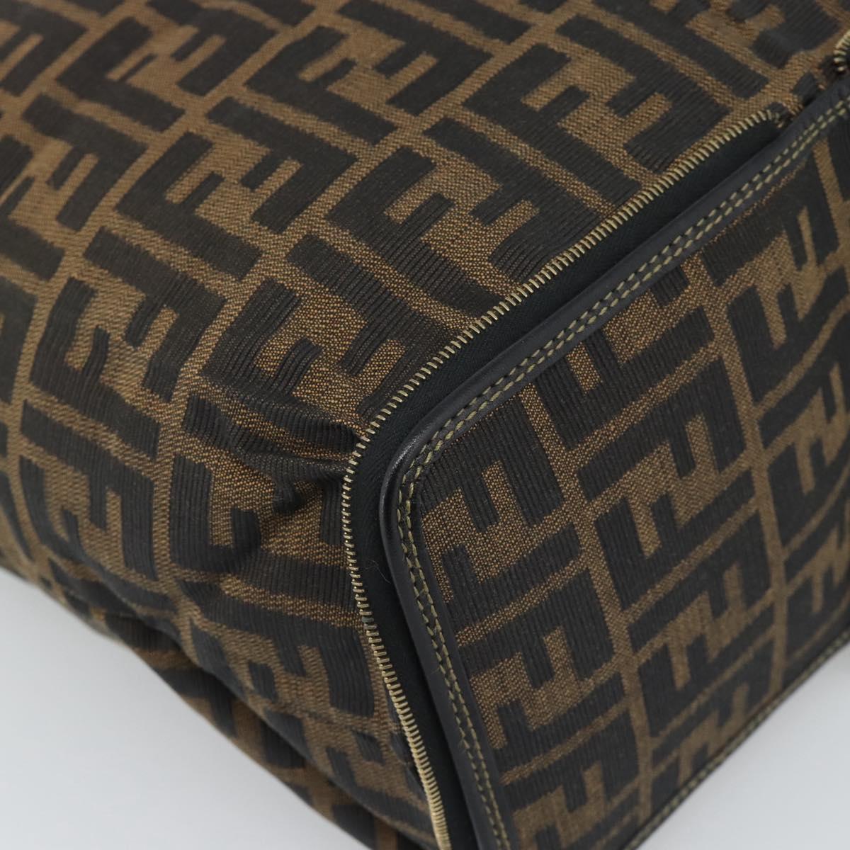 FENDI Zucca Canvas Hand Bag Black Brown Auth 194961A