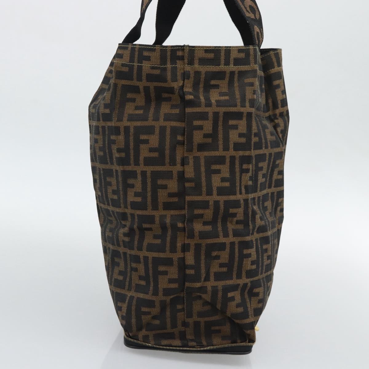 FENDI Zucca Canvas Hand Bag Black Brown Auth 194961A