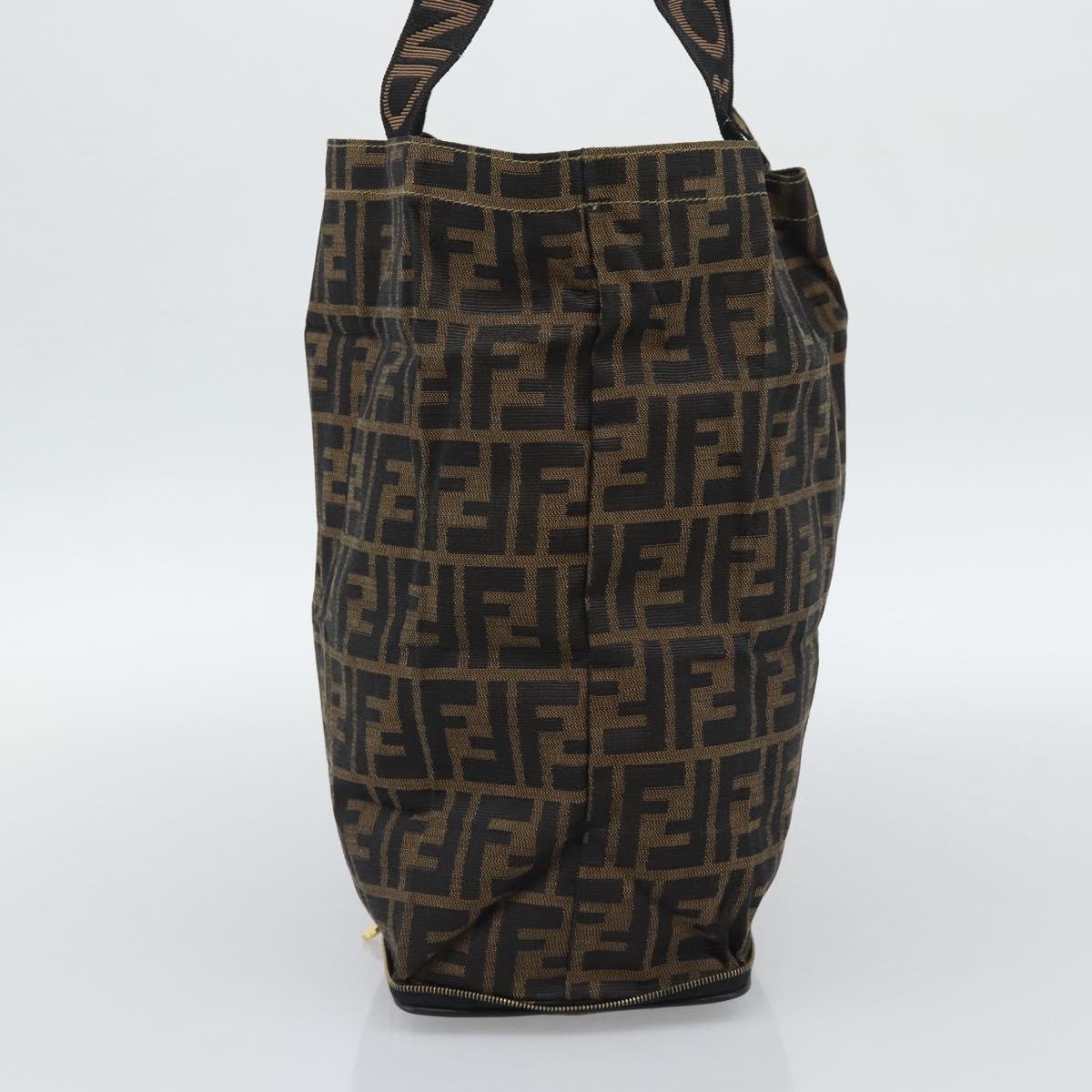 FENDI Zucca Canvas Hand Bag Black Brown Auth 194961A