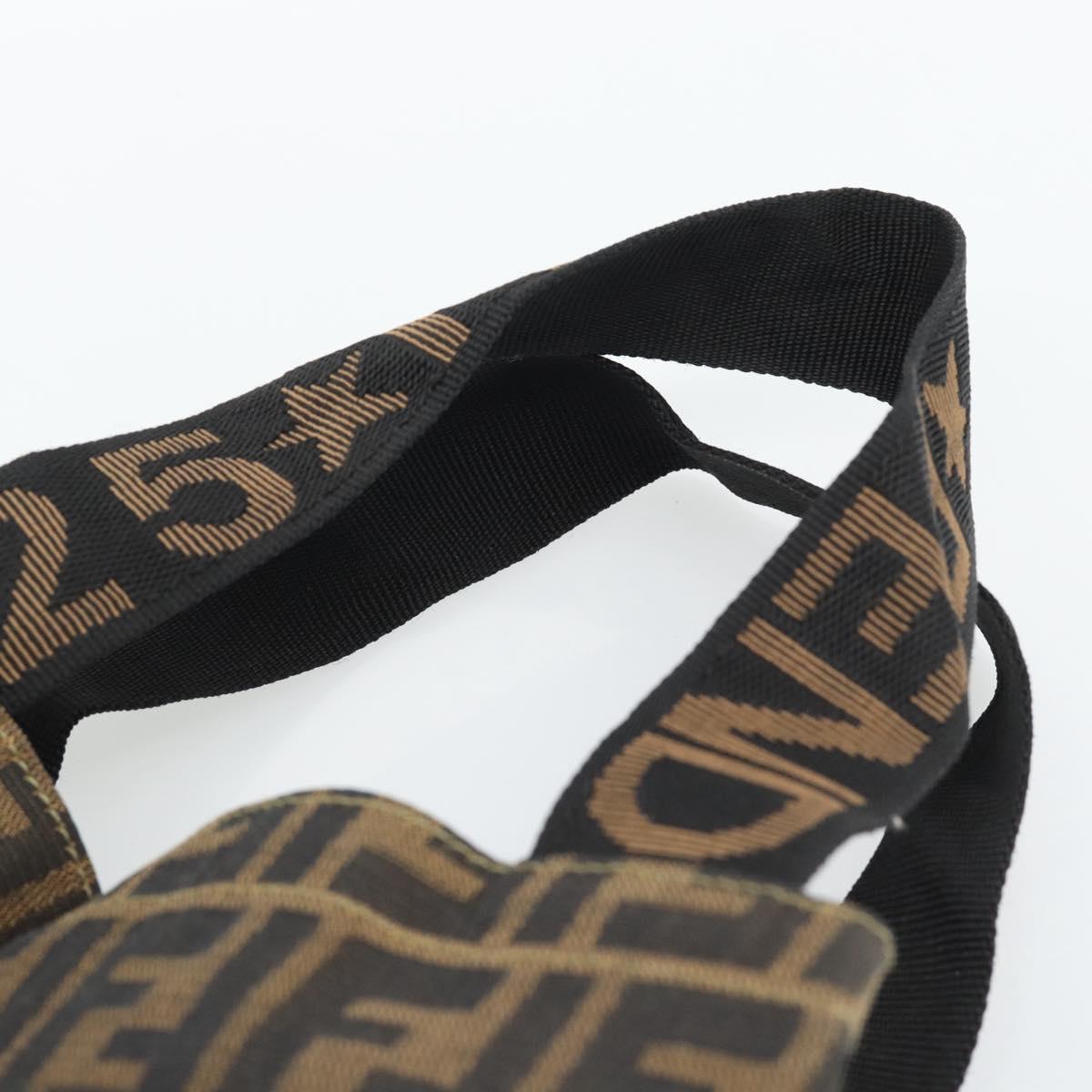 FENDI Zucca Canvas Hand Bag Black Brown Auth 194961A