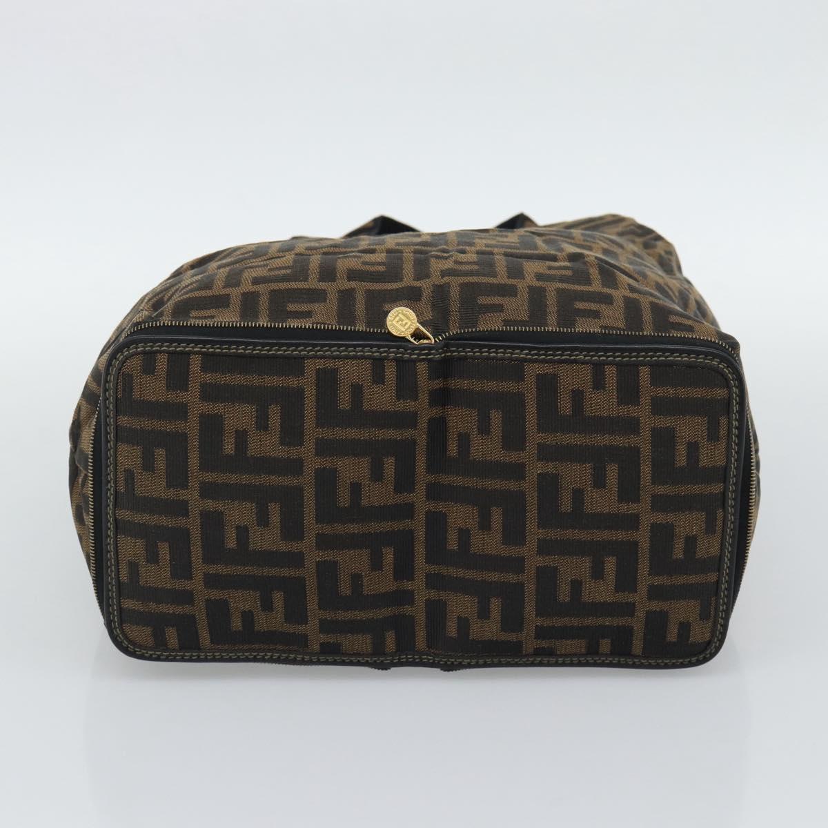 FENDI Zucca Canvas Hand Bag Black Brown Auth 194961A