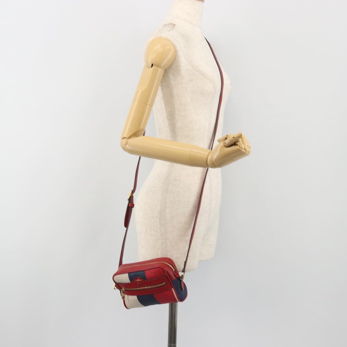 GUCCI Ofidia Shoulder Bag Canvas Red Gold 517350 Auth 194980A