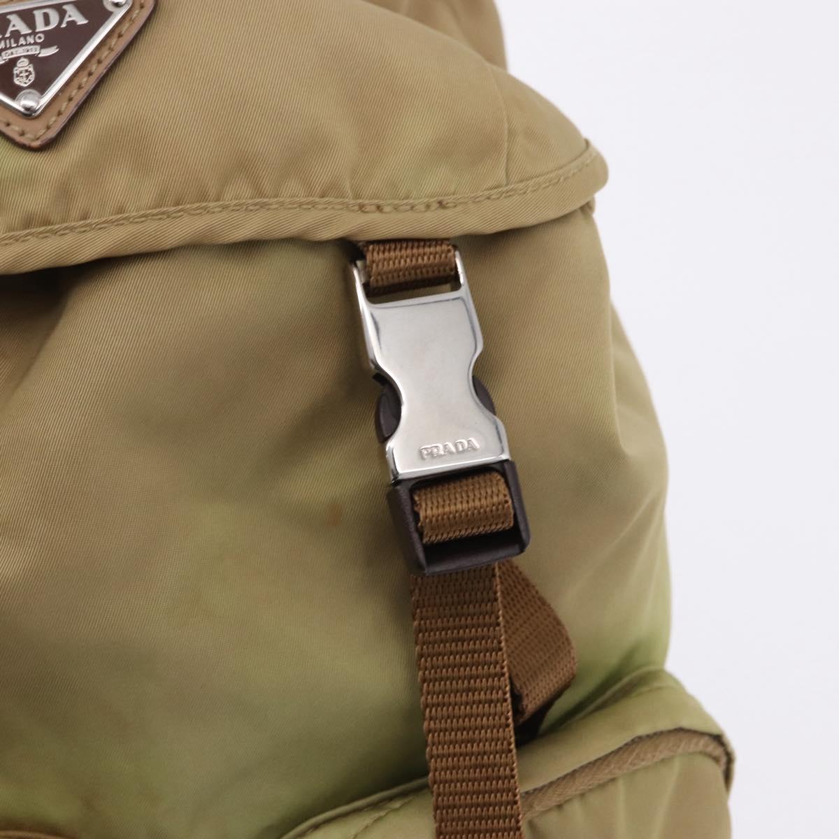 PRADA Backpack Nylon Beige Silver Auth 194982