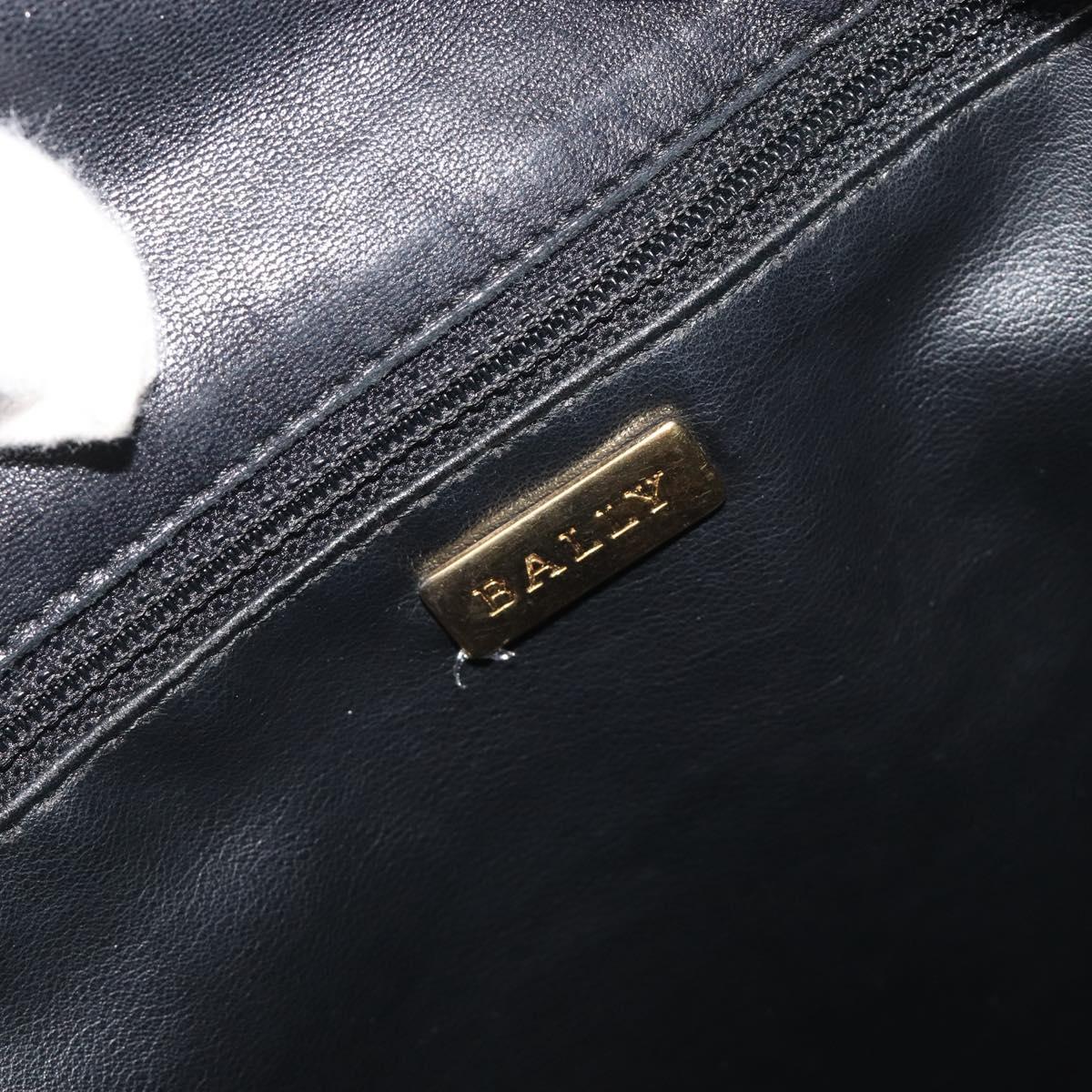 BALLY Chain Shoulder Bag Leather Black Gold Auth 194985A