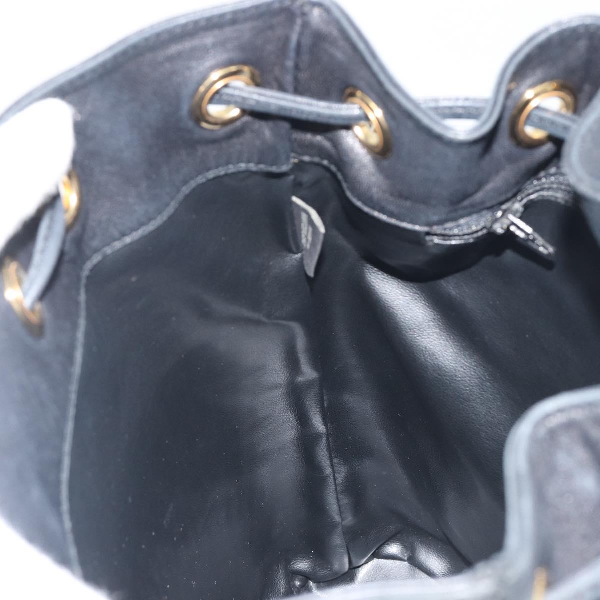 BALLY Chain Shoulder Bag Leather Black Gold Auth 194985A