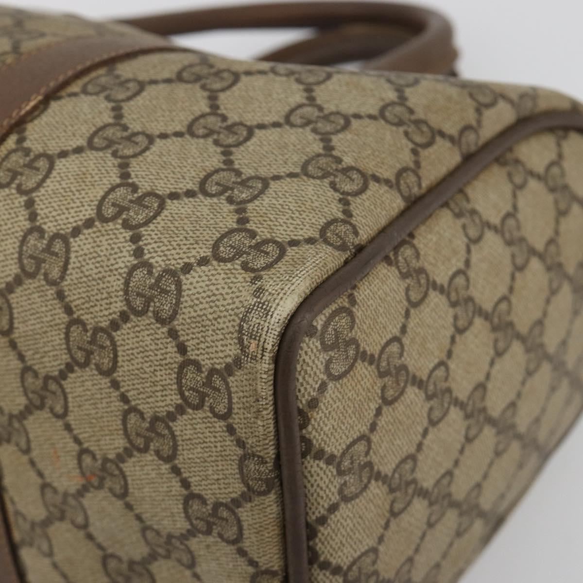 GUCCI GG Supreme Web Sherry Line Boston Bag PVC Beige Gold 40 02 007 Auth 194987