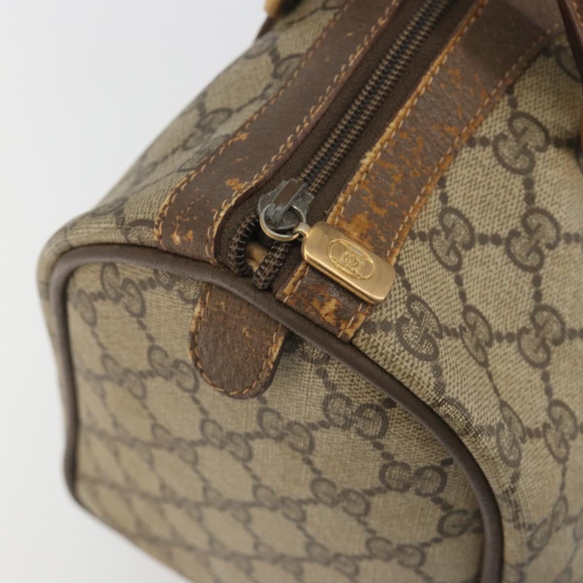 GUCCI GG Supreme Web Sherry Line Boston Bag PVC Beige Gold 40 02 007 Auth 194987