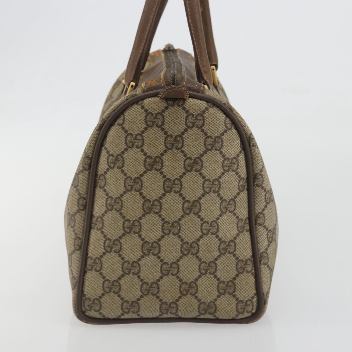 GUCCI GG Supreme Web Sherry Line Boston Bag PVC Beige Gold 40 02 007 Auth 194987