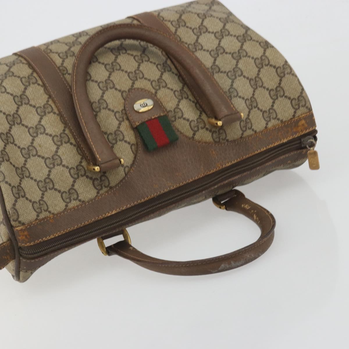 GUCCI GG Supreme Web Sherry Line Boston Bag PVC Beige Gold 40 02 007 Auth 194987