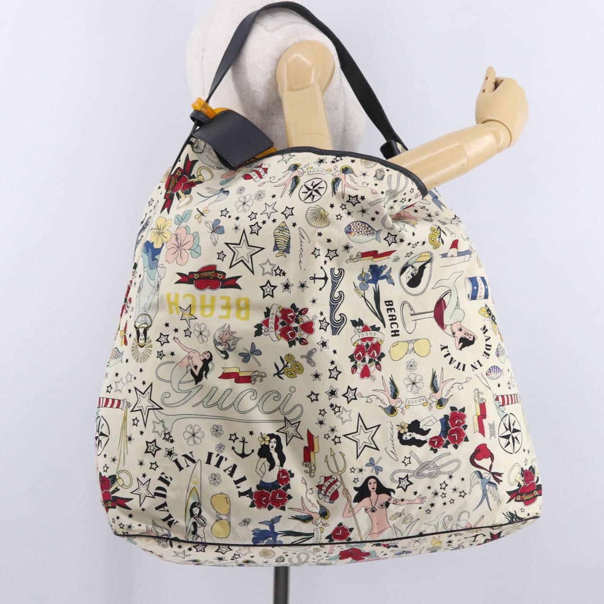 GUCCI Shoulder Bag Nylon Ivory Auth 194989A