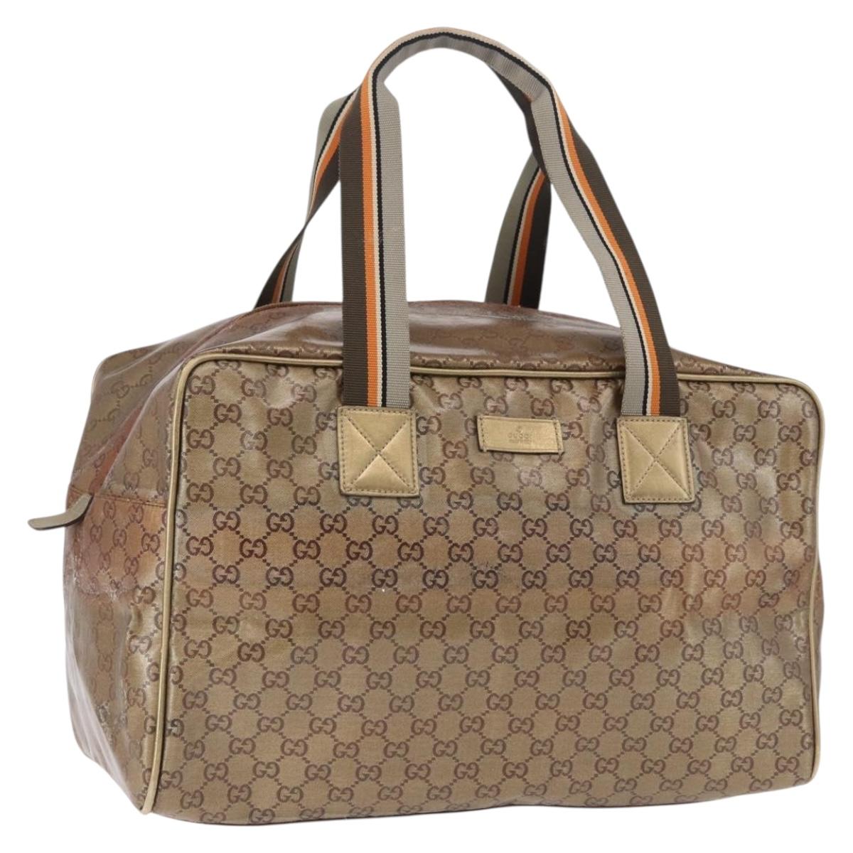 GUCCI GG Crystal Boston Bag Coated Canvas Beige 153240 Auth 194991