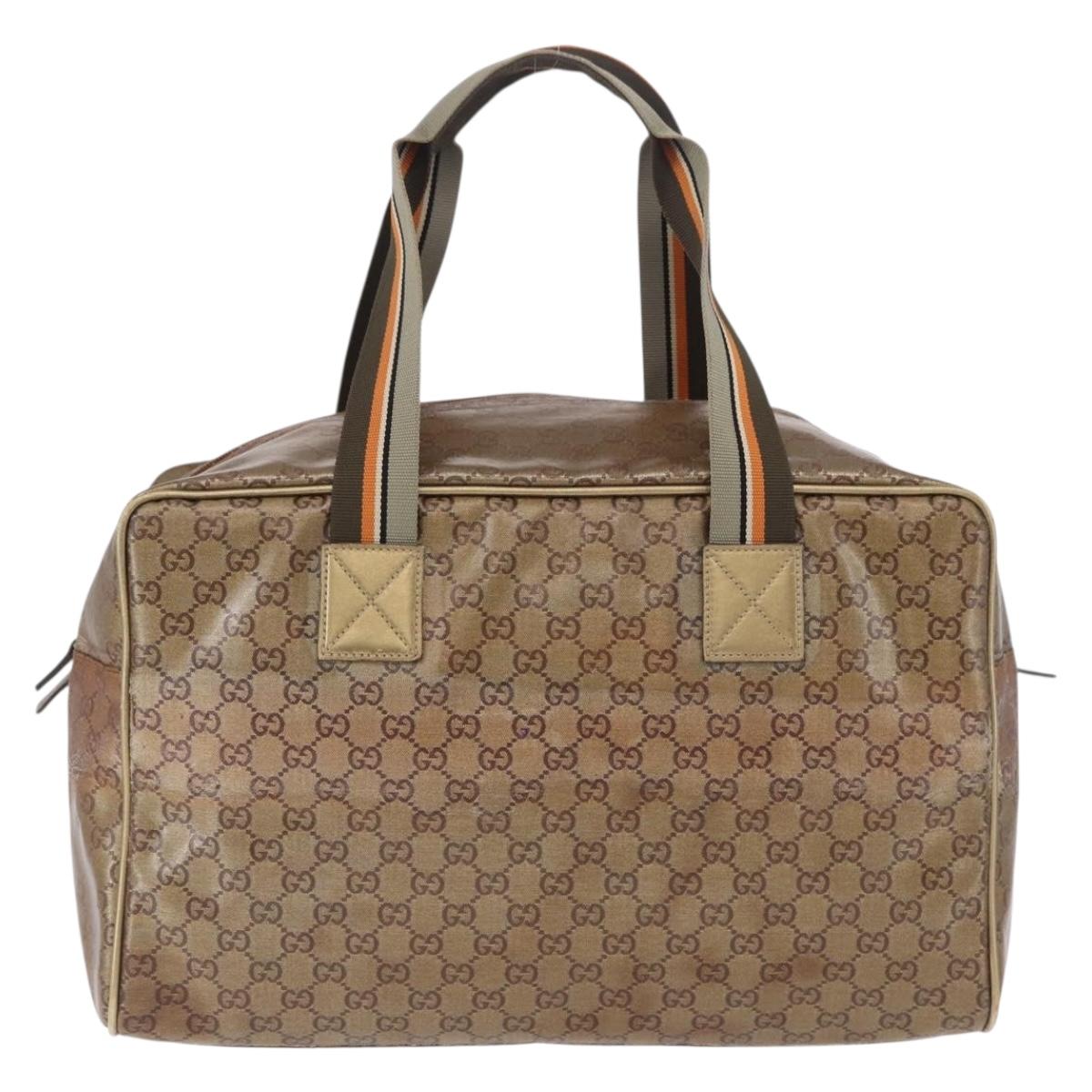 GUCCI GG Crystal Boston Bag Coated Canvas Beige 153240 Auth 194991