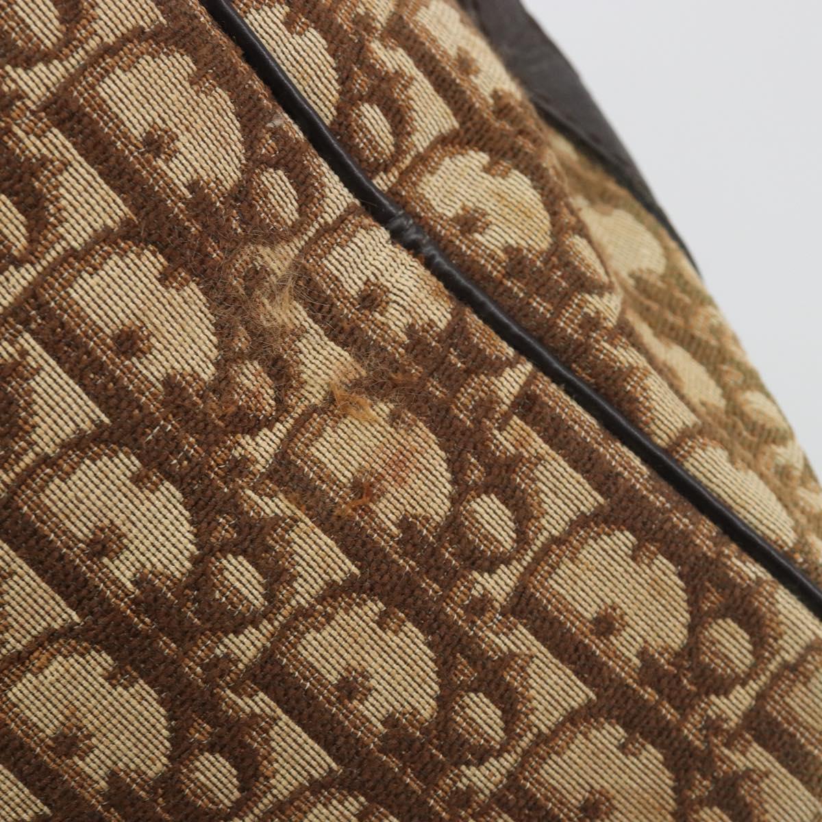 Christian Dior Trotter Canvas Boston Bag Beige Gold Auth 194992