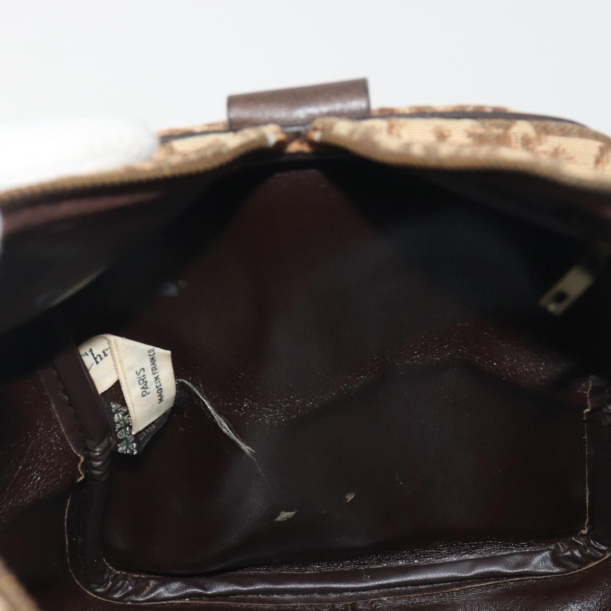 Christian Dior Trotter Canvas Boston Bag Beige Gold Auth 194992