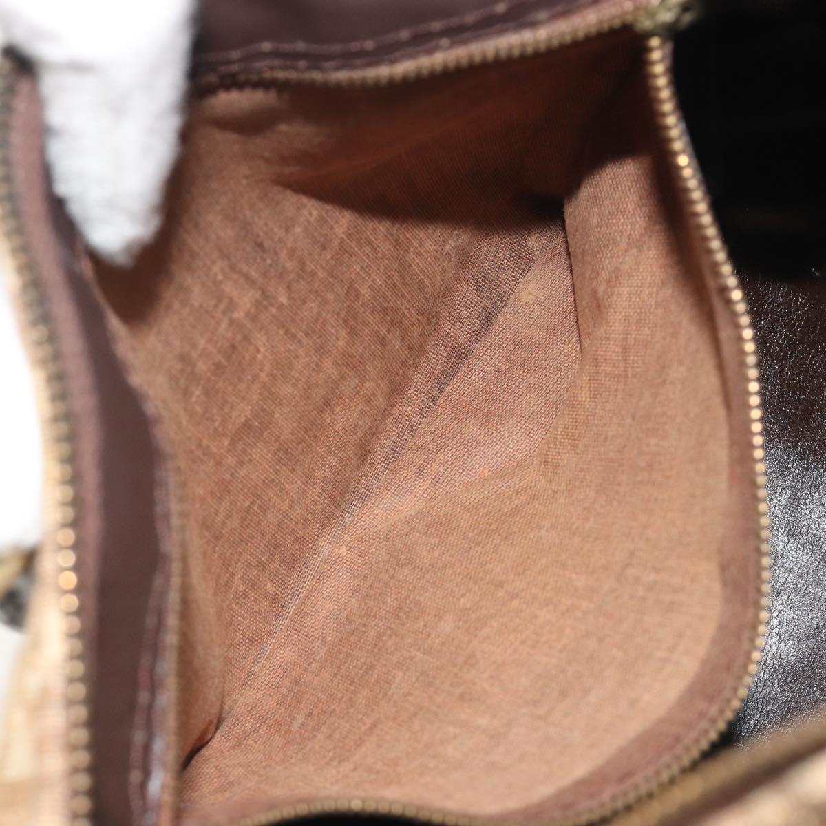Christian Dior Trotter Canvas Boston Bag Beige Gold Auth 194992
