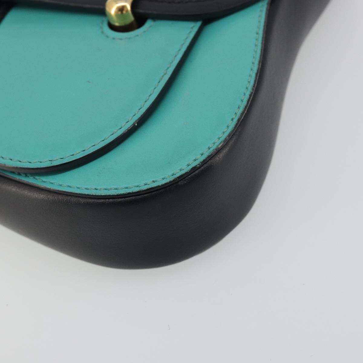 PRADA Sydney Chain Shoulder Bag Leather Green Gold Auth 194994A