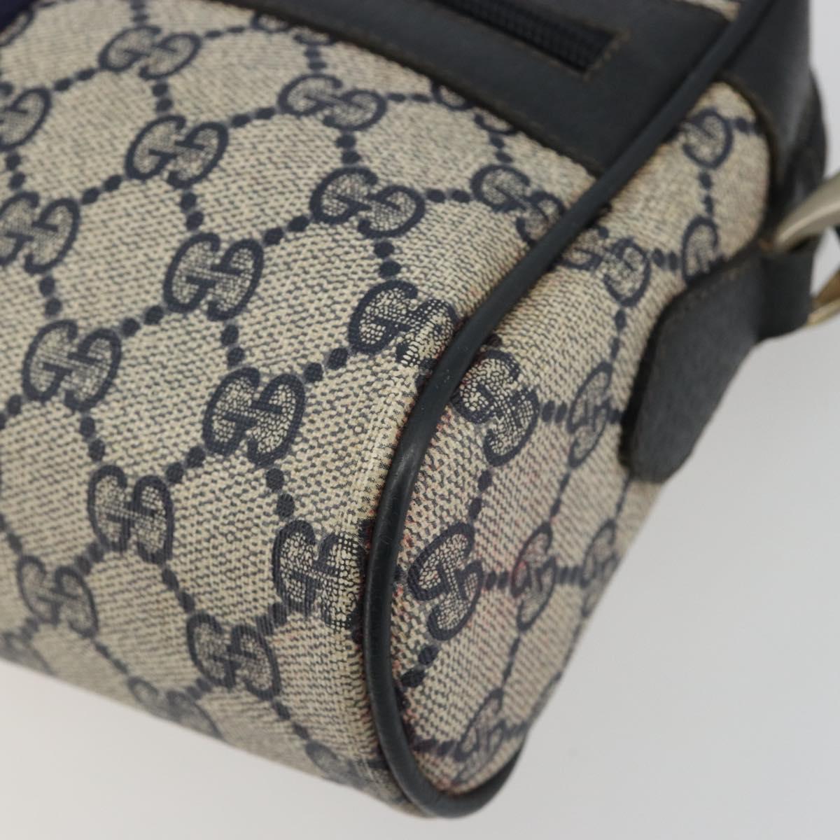 GUCCI GG Supreme Sherry Line Shoulder Bag PVC Navy Gold Auth 194995