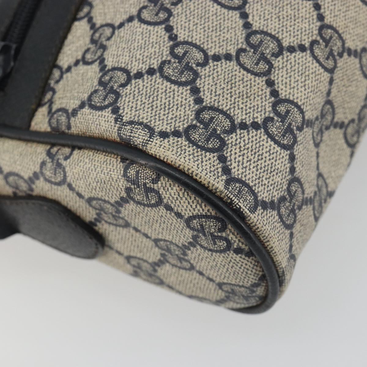 GUCCI GG Supreme Sherry Line Shoulder Bag PVC Navy Gold Auth 194995