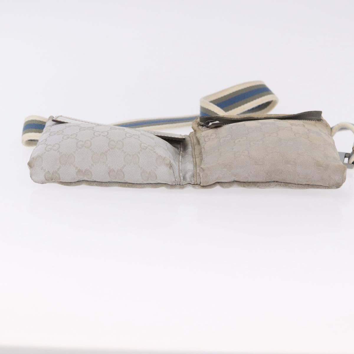 GUCCI GG Canvas Waist Bag Silver 28566 Auth 195000