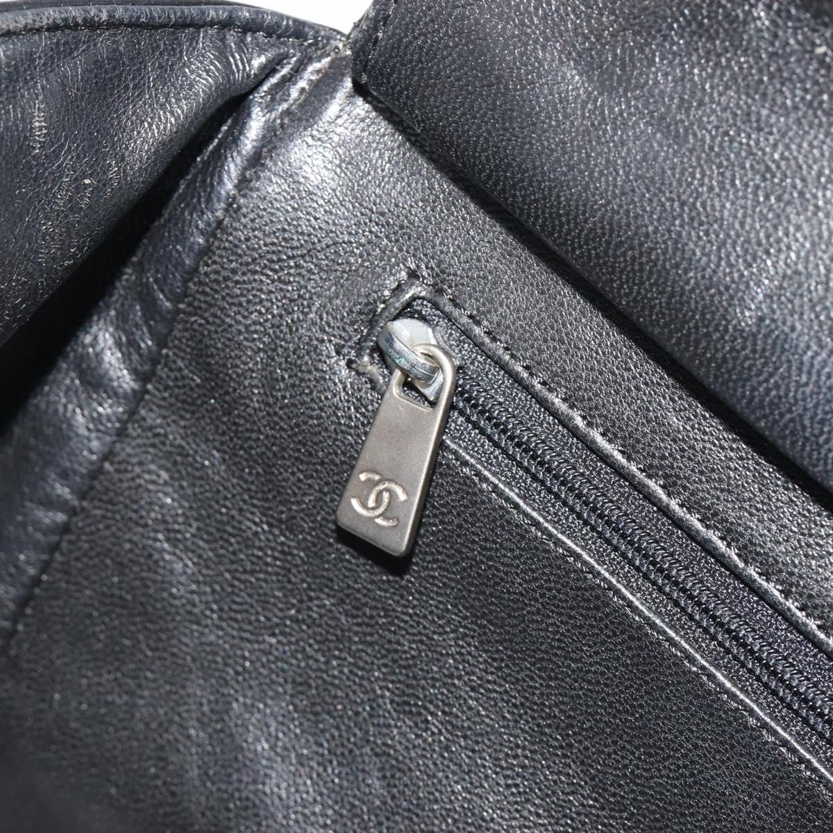 CHANEL Matelasse Chain Shoulder Bag Patent Leather Black Silver CC Auth 195001