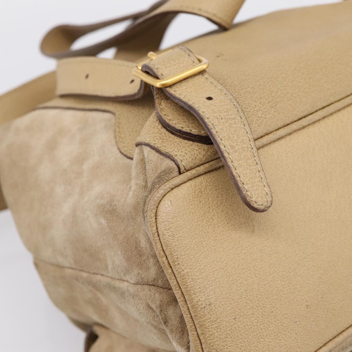 GUCCI Bamboo Backpack Suede Beige Gold 003 2058 0016 Auth 195005