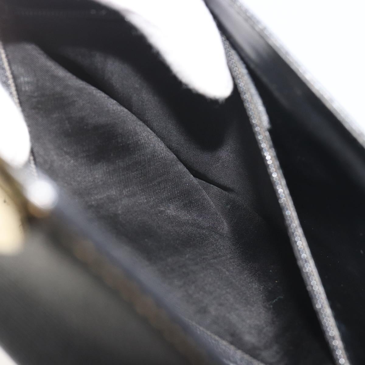 CELINE Circle Clutch Bag Leather Black Gold Auth 195006
