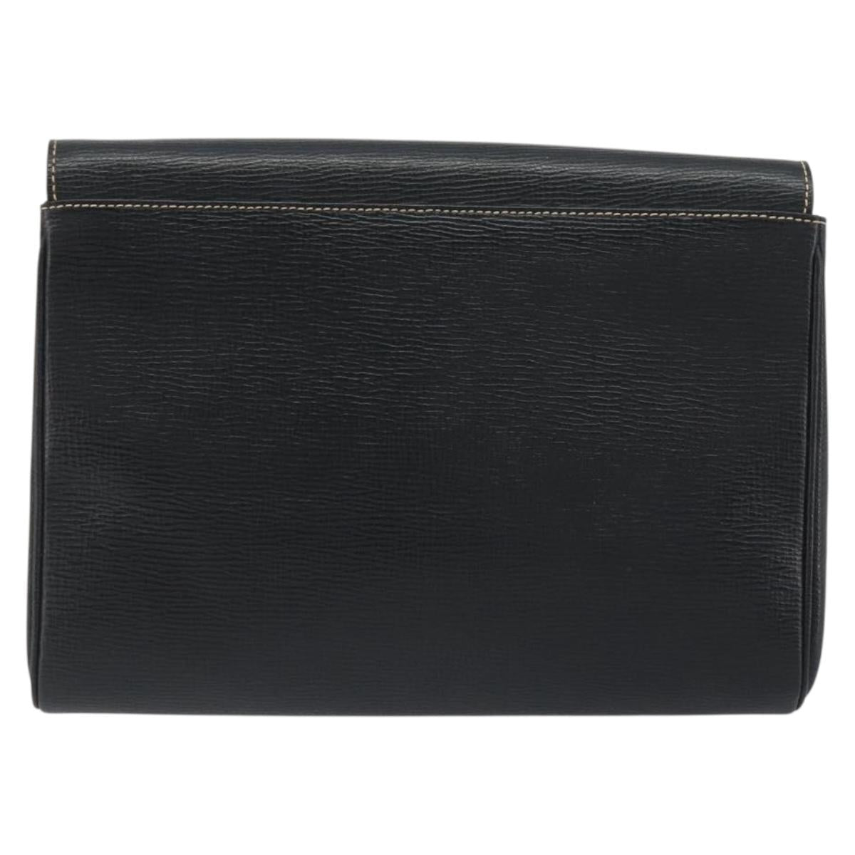 CELINE Circle Clutch Bag Leather Black Gold Auth 195006