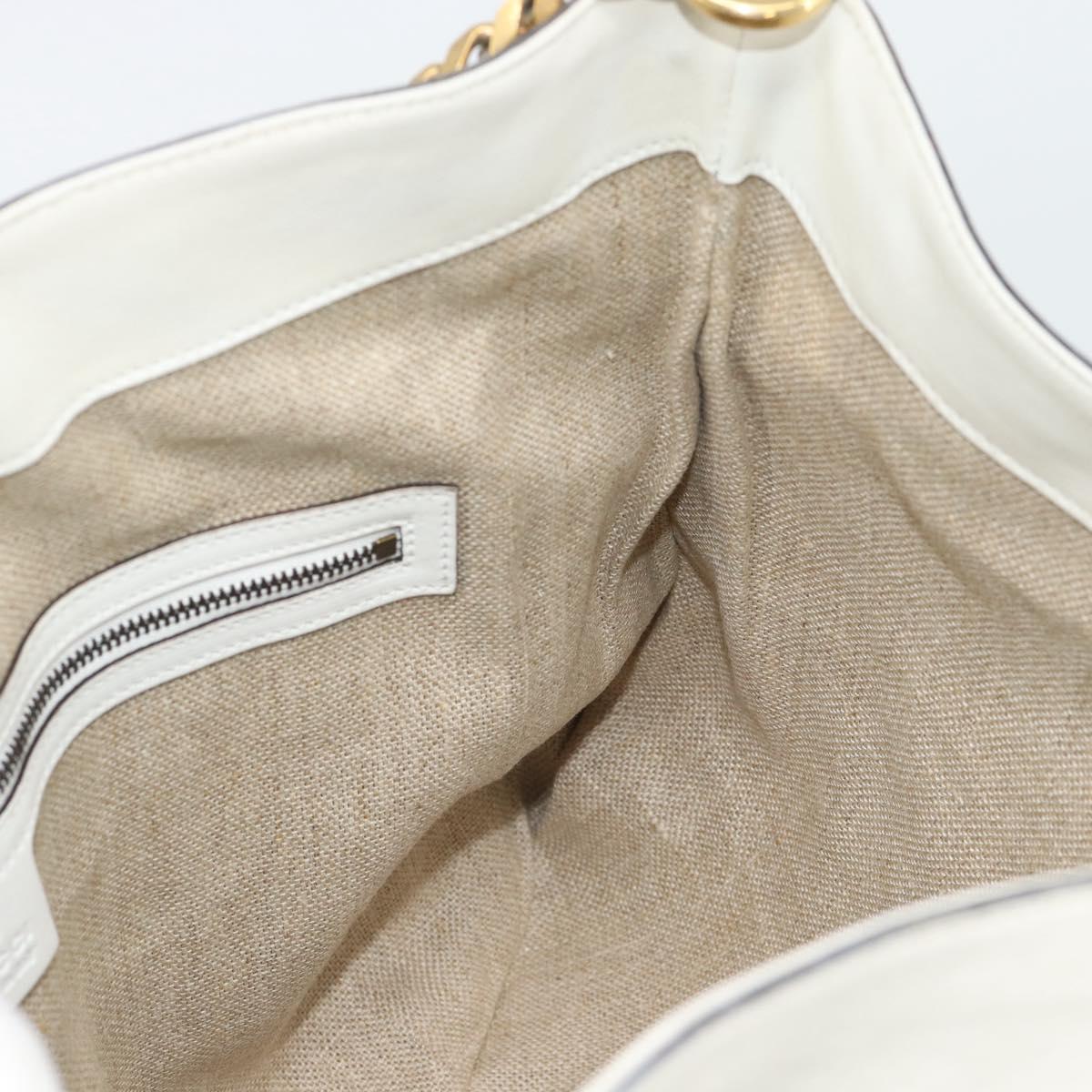 GUCCI Chain Shoulder Bag Leather White Gold 290682 Auth 195007A