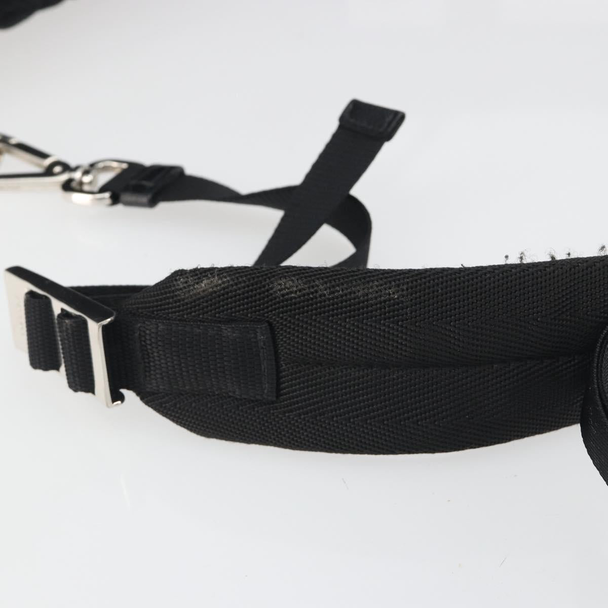PRADA Body Bag Nylon Black Silver Auth 195008A