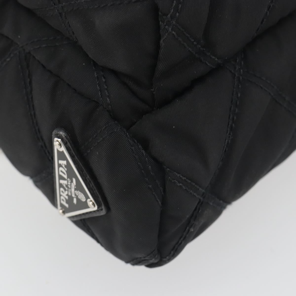 PRADA Body Bag Nylon Black Silver Auth 195008A