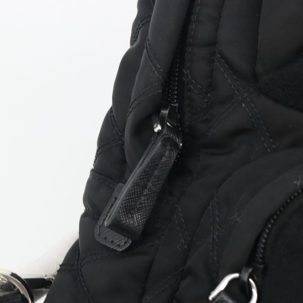 PRADA Body Bag Nylon Black Silver Auth 195008A